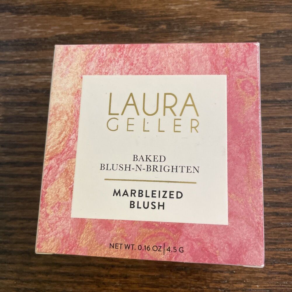 Laura Geller Baked Blush N Brighten SUNLIT ROSE Marbleized 16oz/4.5g FULL SZ $32